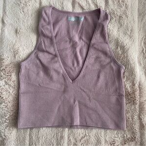 Dusty Pink V Neck Seamless Tank‎